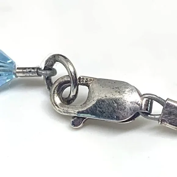 VINTAGE⚜️STERLING SILVER Austrian Crystal Necklace, Bracelet & Earrings Set - Picture 12 of 13